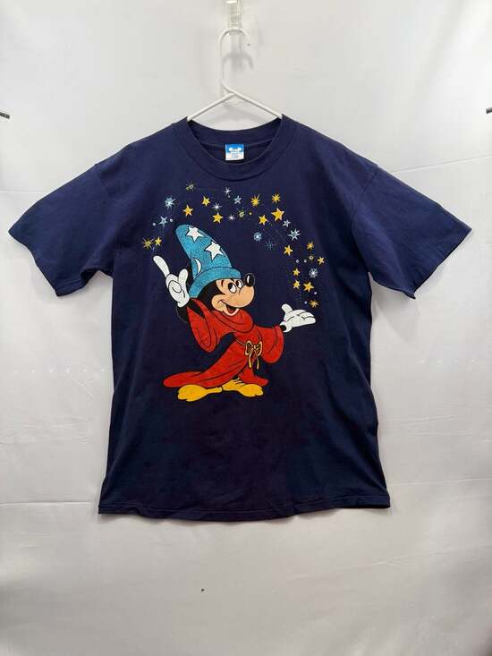 Mint Grail Vintage 90s Disney Fantasia Sorcerer Mickey Mouse Glitter Graphic T-S